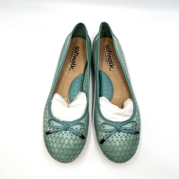 Softwalk Womens Size 9 Napa Laser Blue Green Leather Comfort Ballet Flats Shoes - Picture 3 of 13